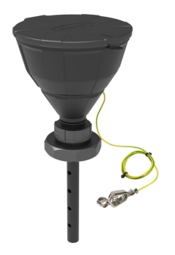 Slika Safety funnel with ball valve, V2.0, HDPE, electrostatic conductive