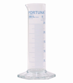 Slika Measuring cylinders FORTUNA<sup>&reg;</sup>, borosilicate glass 3.3, low form, class B, blue graduated