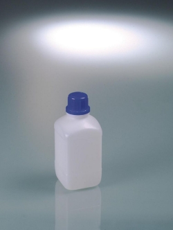 Slika Narrow mouth square bottles, HDPE, with tamper-evident screw cap