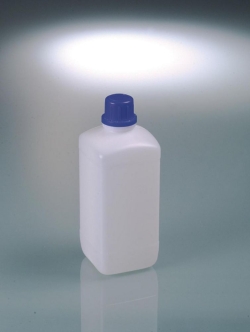 Slika Narrow mouth square bottles, HDPE, with tamper-evident screw cap