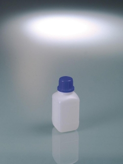 Slika Narrow mouth square bottles, HDPE, with tamper-evident screw cap