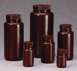 Wide-mouth bottle Nalgene&trade; Economy, HDPE, with screw cap, PP, brown