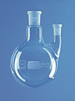 Round bottom flasks with two necks, side neck parallel, DURAN<sup>&reg;</sup>