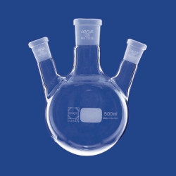 Three-neck round-bottom flasks, side necks angled, DURAN<sup>&reg;</sup>