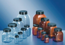 Square, wide-mouth containers without closure, series 310, PVC