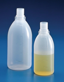 Narrow-mouth bottles without closure, PE, graduated