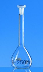 Volumetric flasks, boro 3.3, class A, blue graduations