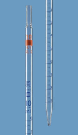 Graduated pipettes, total delivery, AR-GLAS<sup>&reg;</sup>, class AS, blue graduation, type 3
