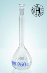 Slika Volumetric flasks, DURAN<sup>&reg;</sup>, class A, blue graduation, with hollow glass stopper