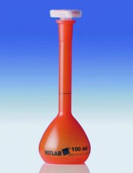Slika Volumetric flasks VITLAB<sup>&reg;</sup> UV-protect, PMP, Class A with NS stoppers, PP