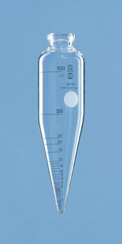 ASTM centrifuge tube, cylindrical, with conical base, borosilicate glass 3.3