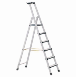 Stepladders with treads and padded front edges