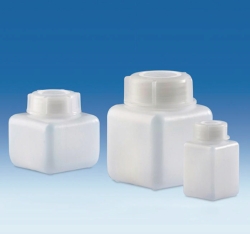 Slika Wide-mouth square bottles, HDPE, with screw cap, LDPE