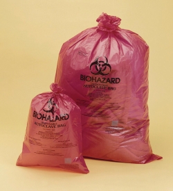 Biohazard Disposal Bags, PP, Red, 38&micro;m