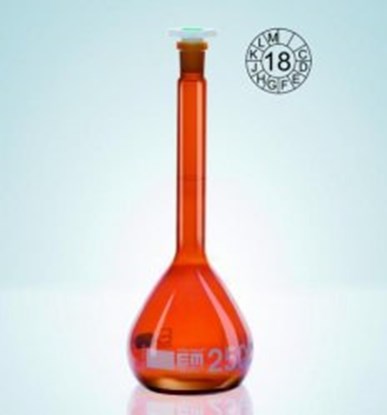 Slika Volumetric flasks, DURAN<sup>&reg;</sup> amber glass, class A, with PE stopper