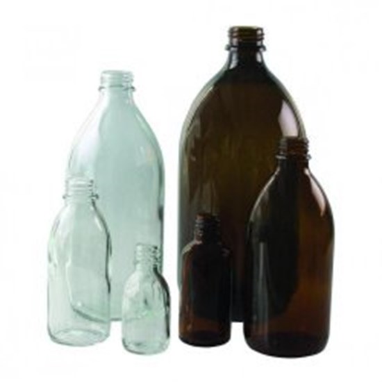 NARROW NECK BOTTLES, AMBER GLASS