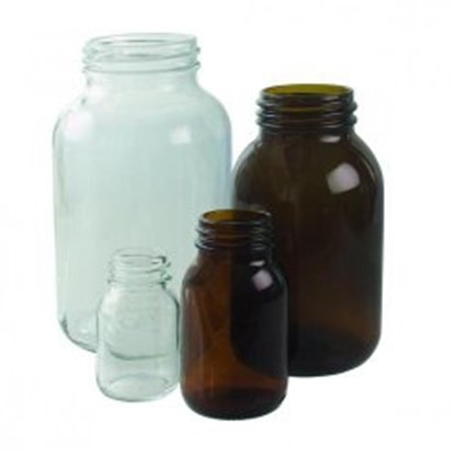 Slika Wide-mouth bottles without closure, soda-lime glass, amber